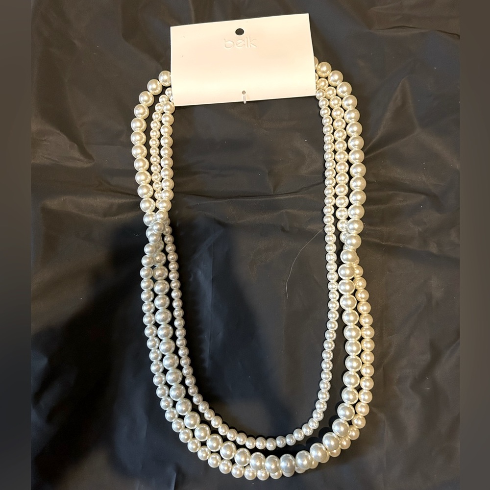 3 ROW STRAND PEARL NECKLACE 30”- 33”
